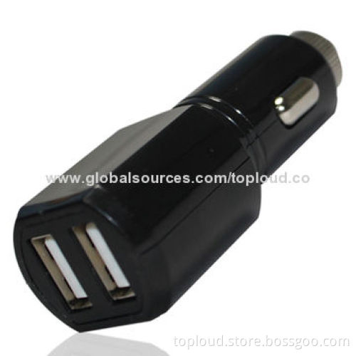 Car Charger, Dual USB, 12-24V DC, 5V/2.1A
